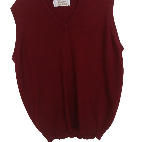 Lyle & Scott Scotland 100% Casmere  Sz 46 XL Sweater Vest Burgundy Red - Picture 2 of 6